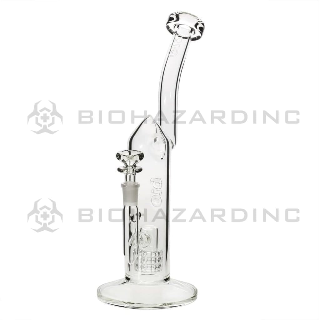 BIO Glass | Inline 90 Degree Grid Bubbler | 12" - 14mm - Various Colors Glass Dab Rig Biohazard Inc Silver  