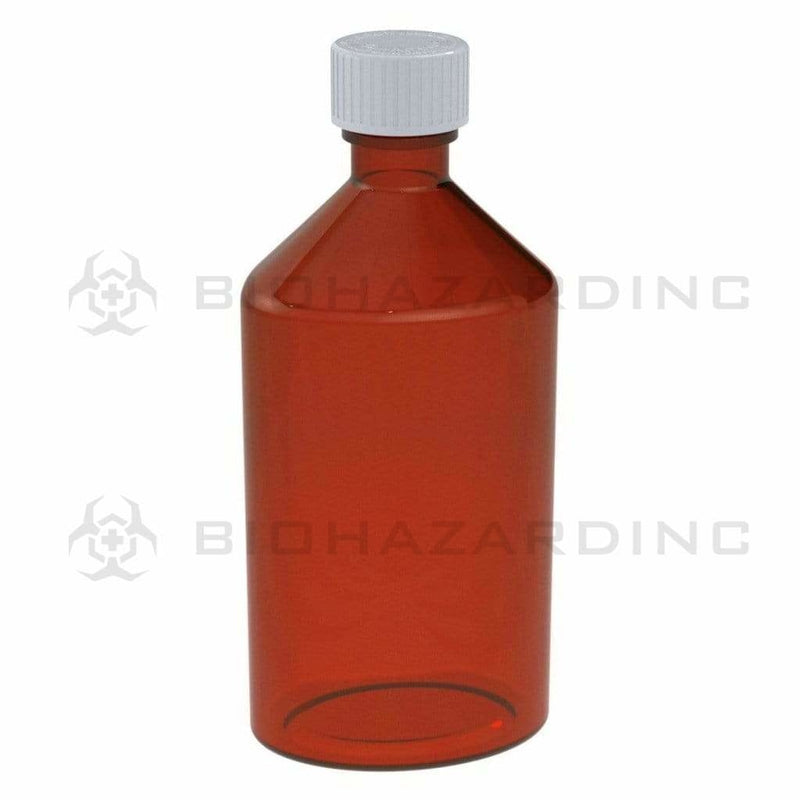 Child Resistant | Oval Bottles w/ Caps | Various Colors - 12oz - 50 Count Oval Bottles Biohazard Inc Amber  