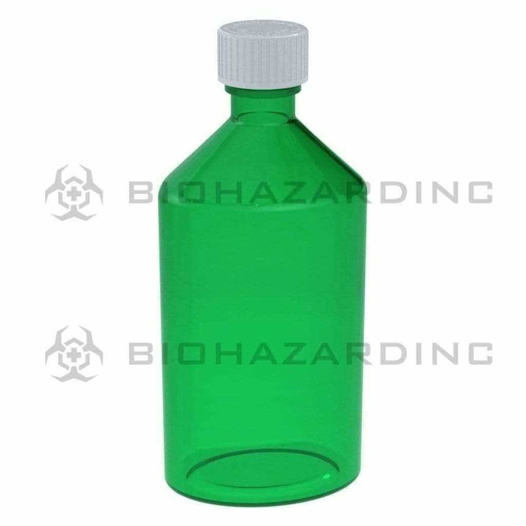 Child Resistant | Oval Bottles w/ Caps | Various Colors - 12oz - 50 Count Oval Bottles Biohazard Inc Green  