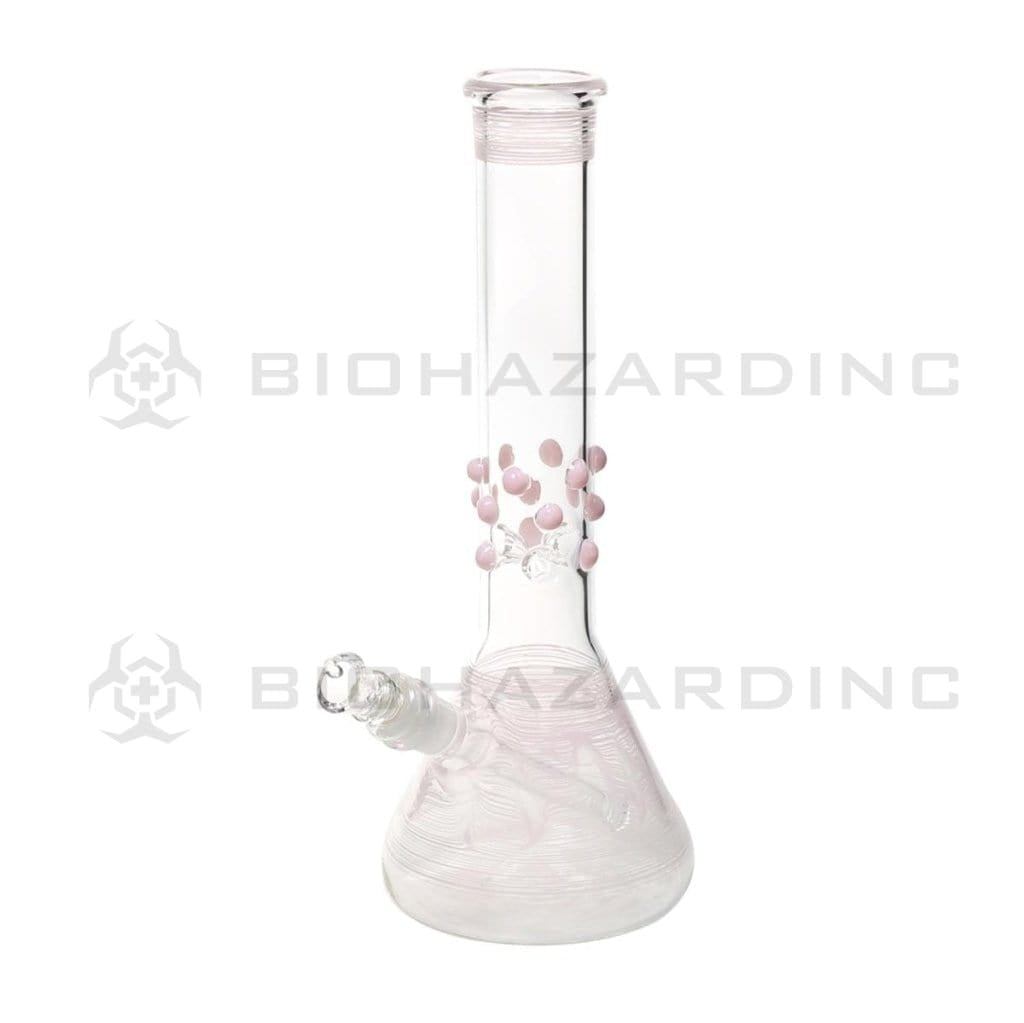 Wrap & Rake | Artistic Beaker Water Pipe | 12" - 19mm - Various Colors Glass Bong Biohazard Inc Pink  
