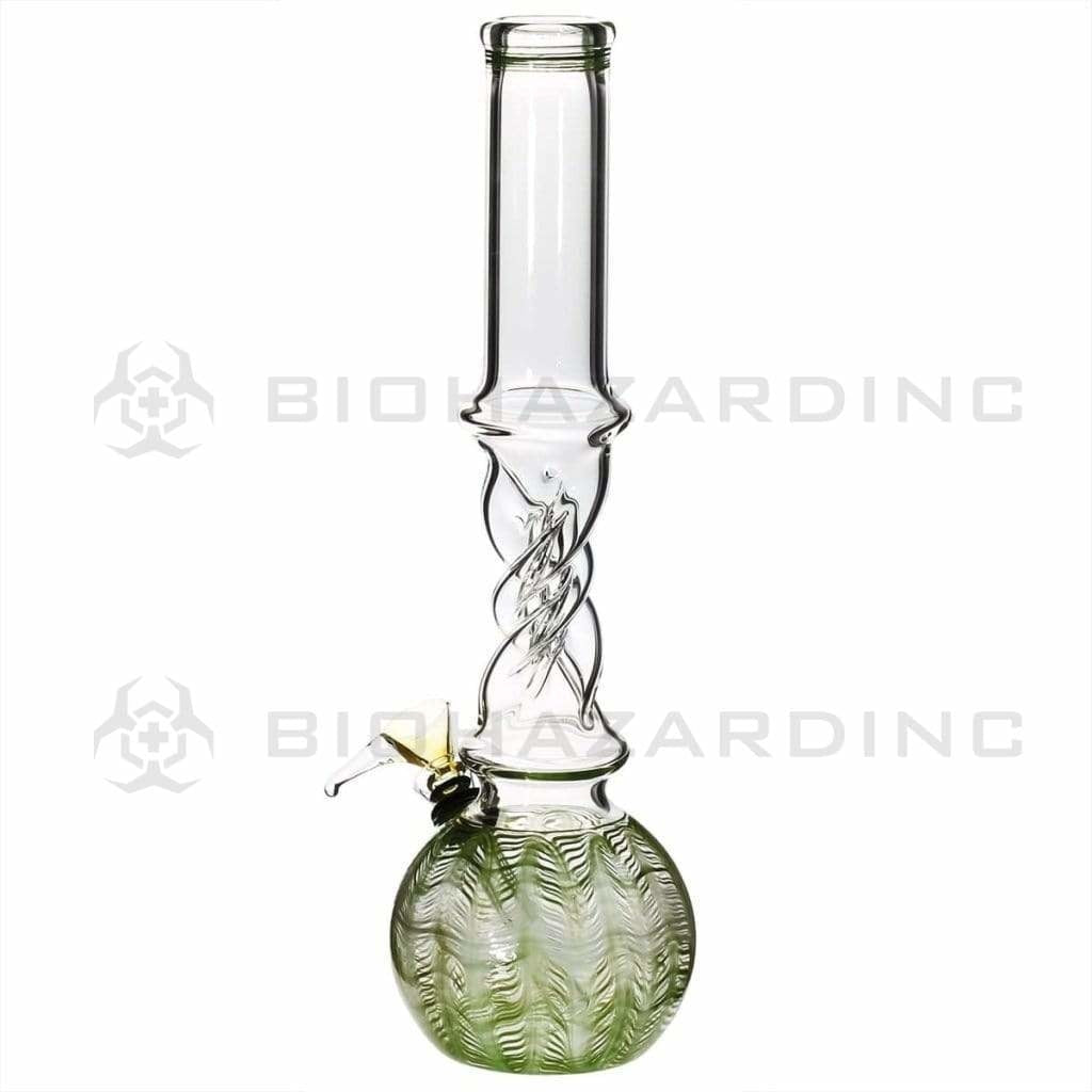 Wrap & Rake | Twisted Water Pipe w/ Slider Pull Bowl | 12" - Slide - Various Colors Glass Bong Biohazard Inc Green  