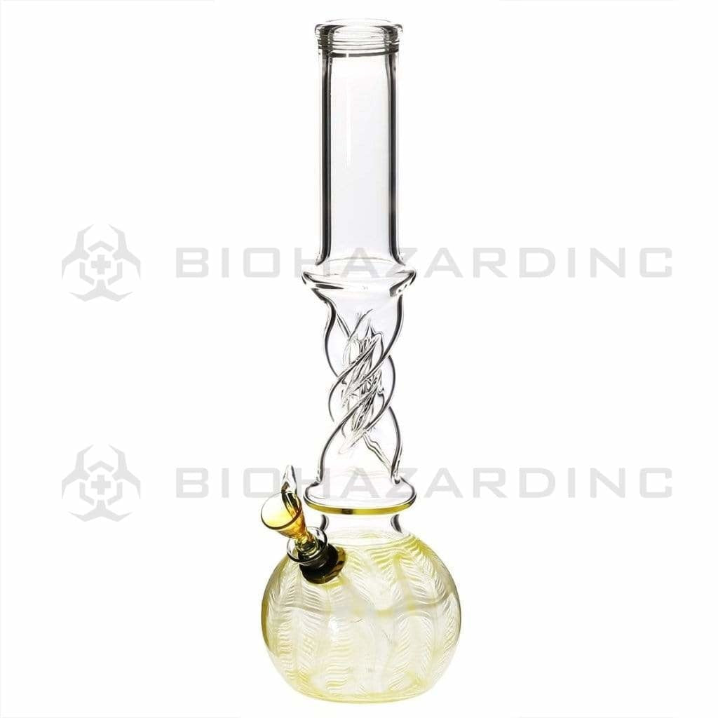 Wrap & Rake | Twisted Water Pipe w/ Slider Pull Bowl | 12" - Slide - Various Colors Glass Bong Biohazard Inc Yellow  