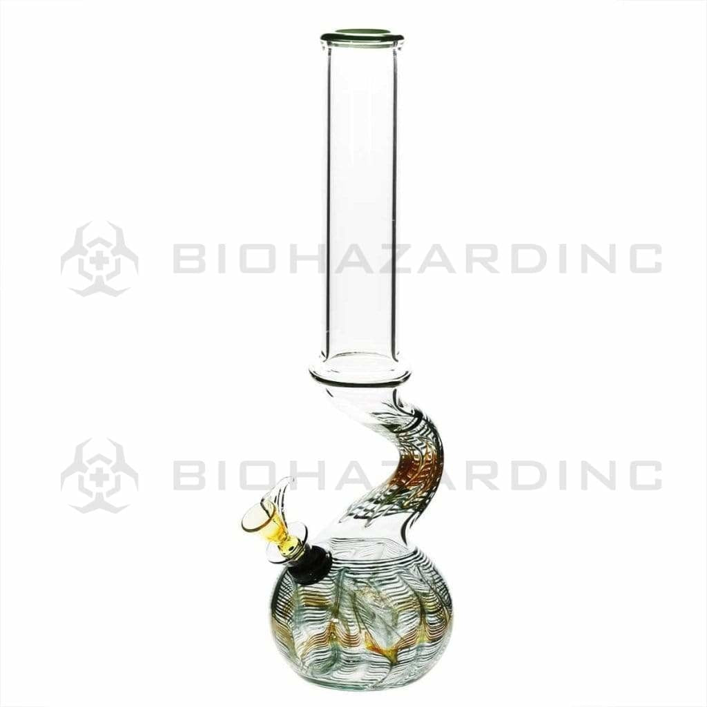 Wrap & Rake | Artistic Curved Glass Water Pipe w/ Slider Bowl | 12" - Slide - Various Colors Glass Bong Biohazard Inc Green  