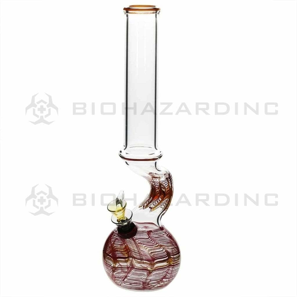 Wrap & Rake | Artistic Curved Glass Water Pipe w/ Slider Bowl | 12" - Slide - Various Colors Glass Bong Biohazard Inc Red  