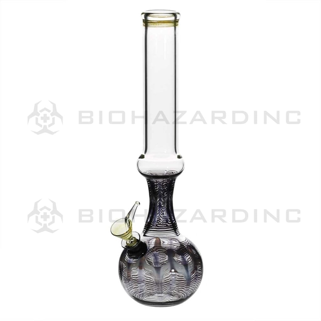 Wrap & Rake | Bubble Bottom Water Pipe w/ Slider Bowl | 12" - Slide - Various Colors Glass Bong Biohazard Inc Black  