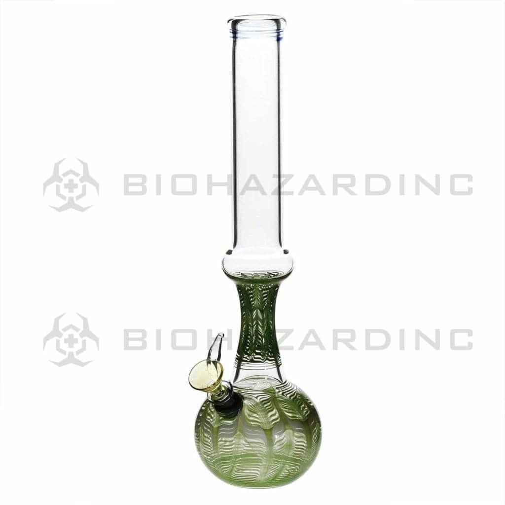 Wrap & Rake | Bubble Bottom Water Pipe w/ Slider Bowl | 12" - Slide - Various Colors Glass Bong Biohazard Inc Green  
