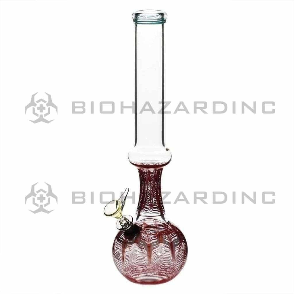 Wrap & Rake | Bubble Bottom Water Pipe w/ Slider Bowl | 12" - Slide - Various Colors Glass Bong Biohazard Inc Red  