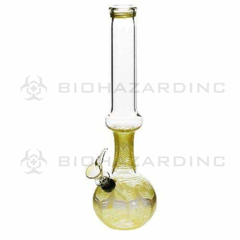 Wrap & Rake | Bubble Bottom Water Pipe w/ Slider Bowl | 12" - Slide - Various Colors Glass Bong Biohazard Inc Yellow  