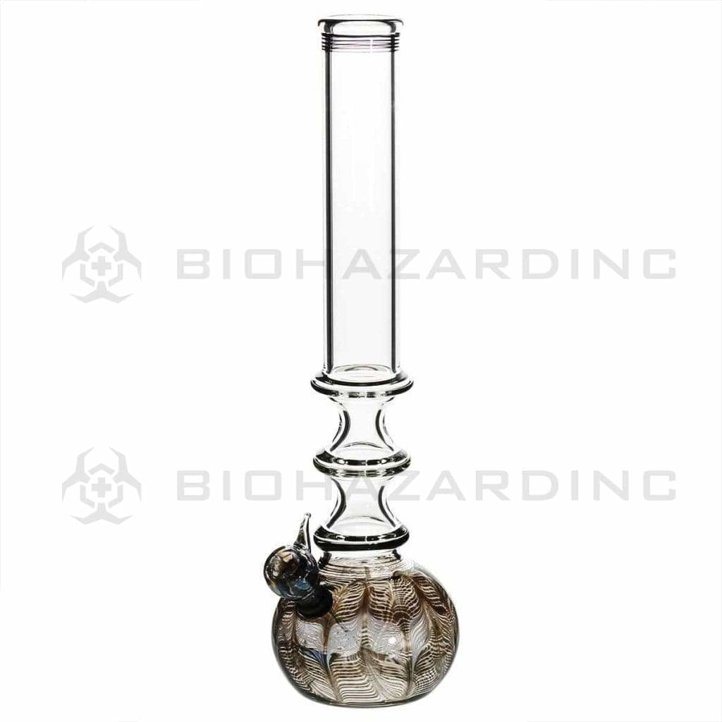 Wrap & Rake | Three Ring 44mm Water Pipe w/ Slider Bowl | 14" - Slide - Various Colors Glass Bong Biohazard Inc Black  
