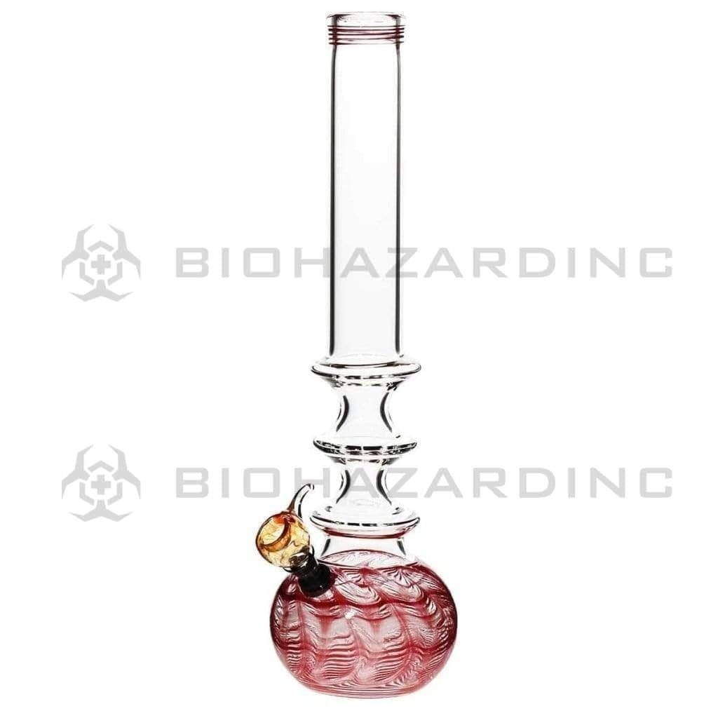 Wrap & Rake | Three Ring 44mm Water Pipe w/ Slider Bowl | 14" - Slide - Various Colors Glass Bong Biohazard Inc Red  