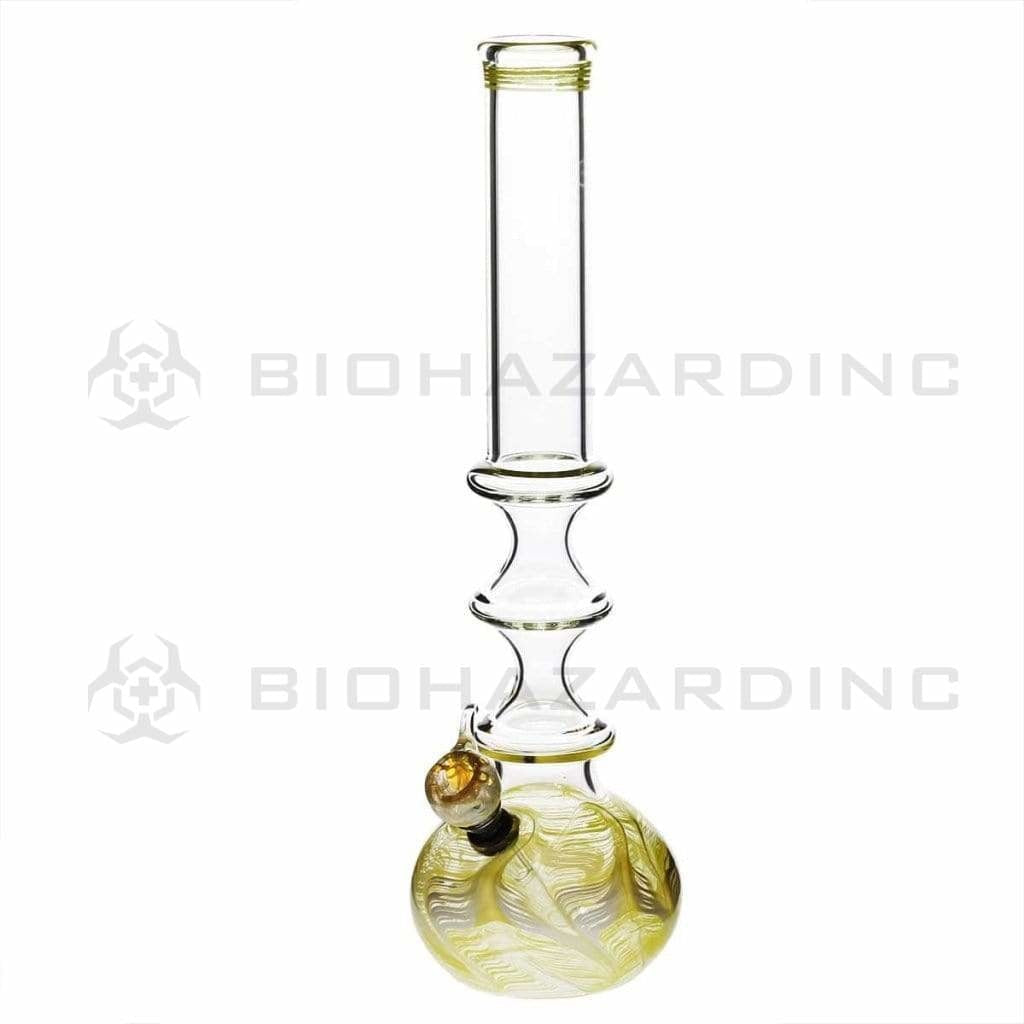 Wrap & Rake | Three Ring 44mm Water Pipe w/ Slider Bowl | 14" - Slide - Various Colors Glass Bong Biohazard Inc Yellow  