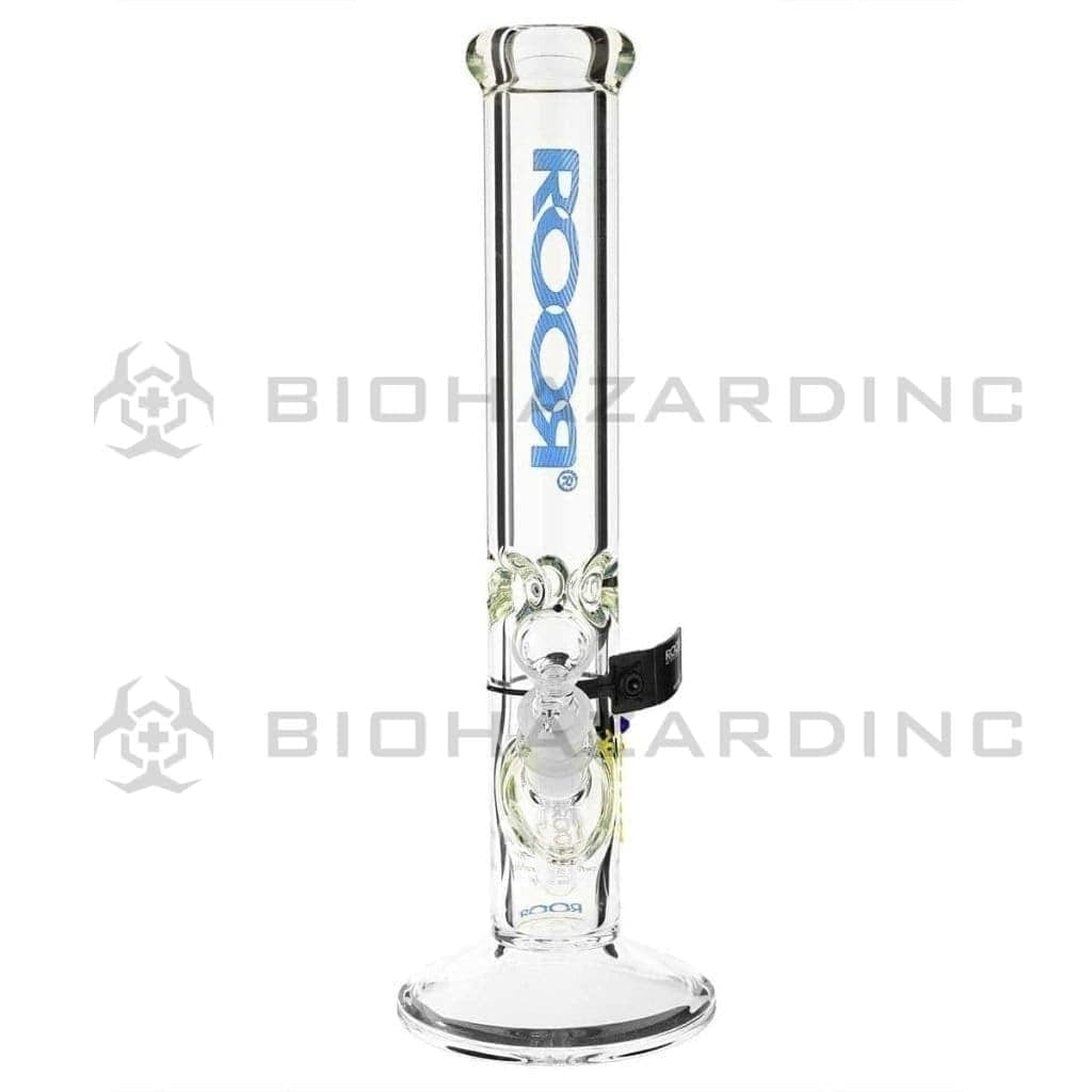 RooR® | Classic Straight Water Pipe | 14" - 14mm - Blue Logo Glass Bong Roor   