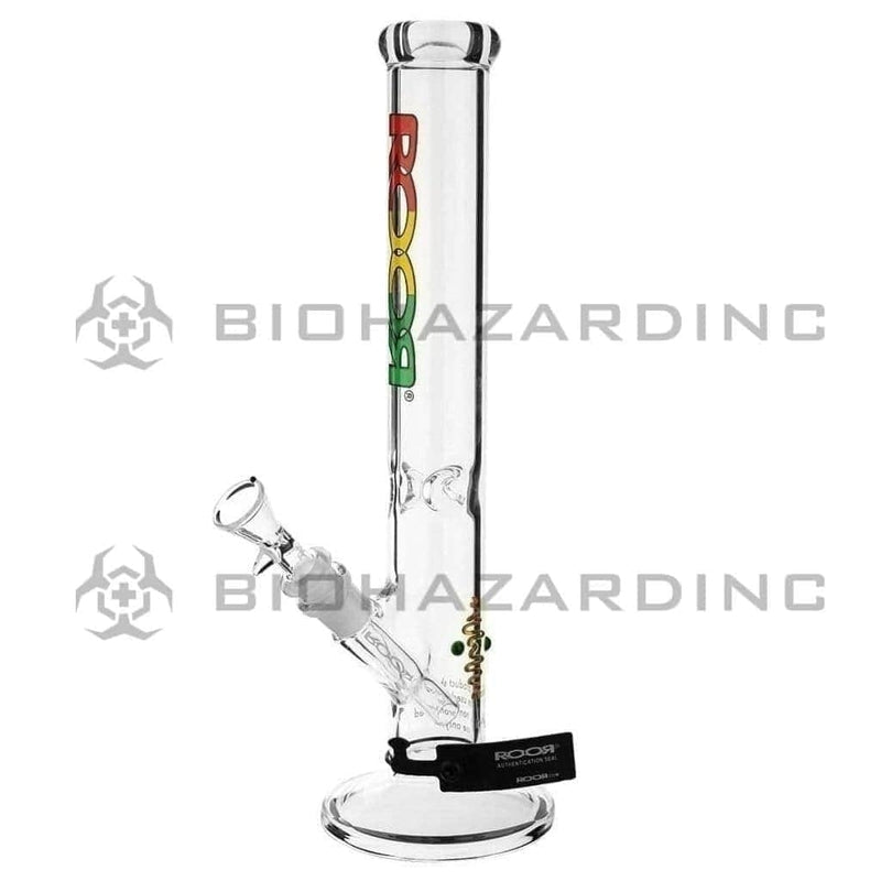 RooR® | Classic Straight Water Pipe | 14" - 14mm - Rasta Logo Glass Bong Roor   