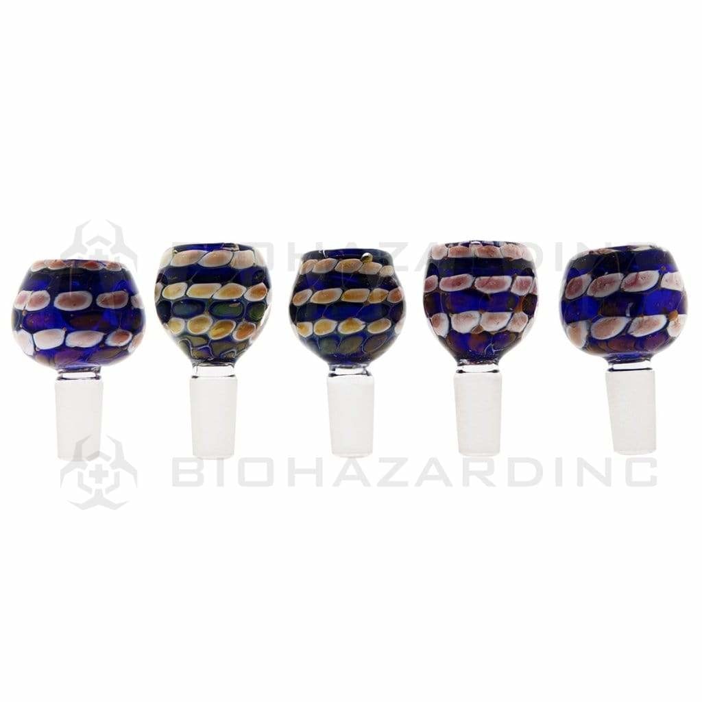 Bowl | Marble Pattern Bowl | 14mm - Blue - 5 Count 14mm Bowl Biohazard Inc   