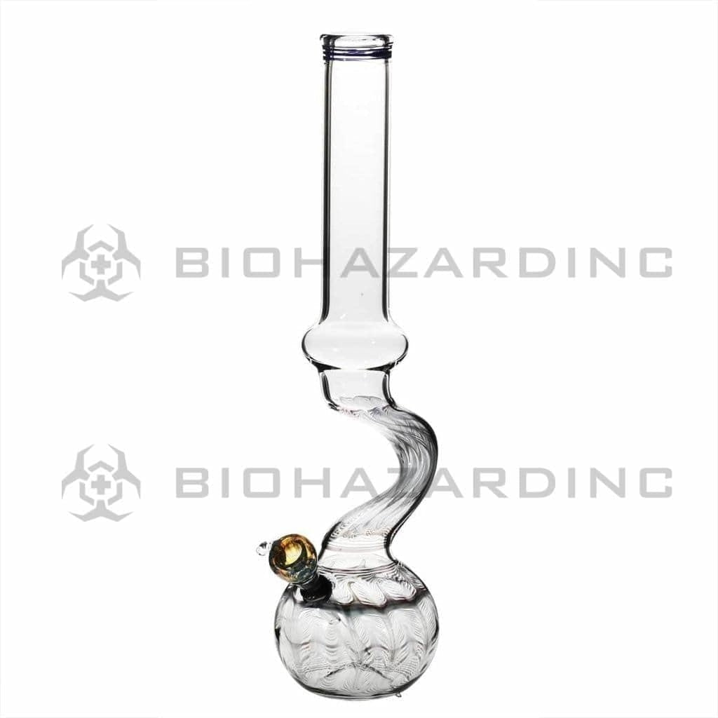 Wrap & Rake | Bend Glass Water Pipe w/ Slider Bowl | 16" - Slide - Various Colors Glass Bong Biohazard Inc Black  