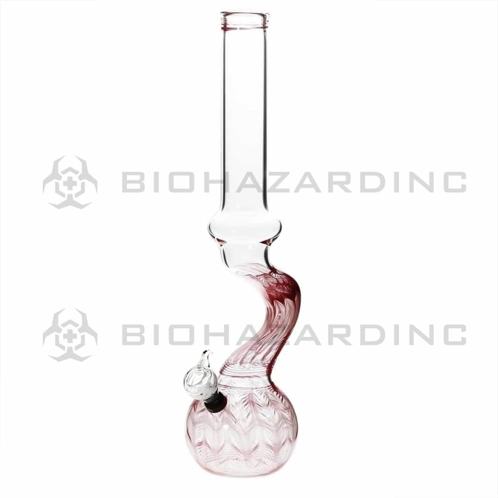 Wrap & Rake | Bend Glass Water Pipe w/ Slider Bowl | 16" - Slide - Various Colors Glass Bong Biohazard Inc Red  
