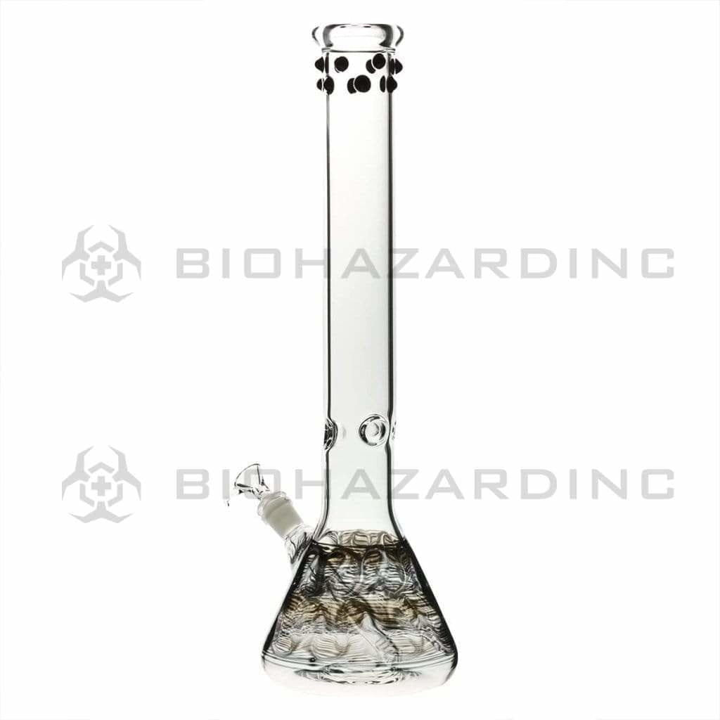 Wrap & Rake | Artistic Beaker Water Pipe | 18" - 19mm - Black w/ Marbles Glass Bong Biohazard Inc   