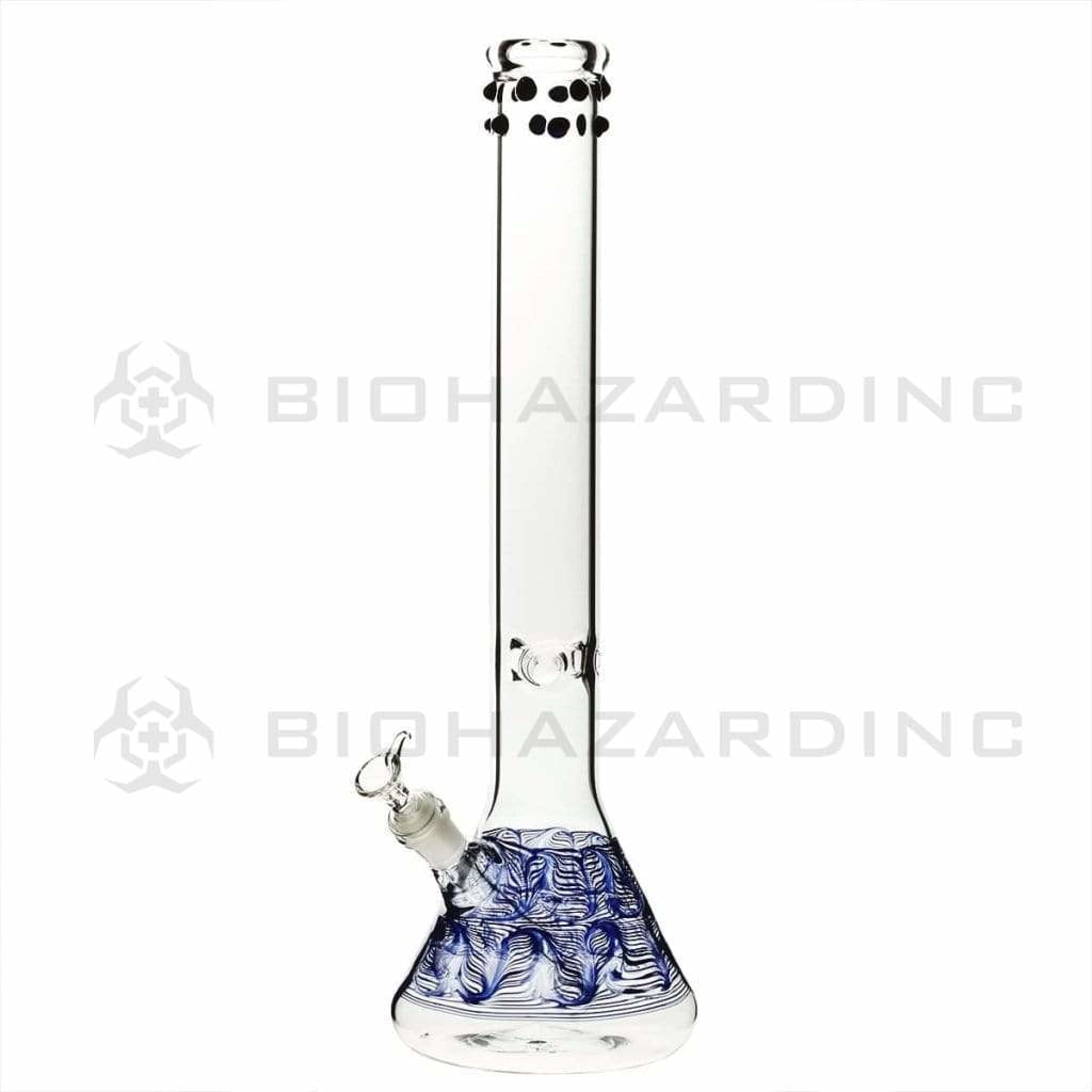 Wrap & Rake | Artistic Beaker Water Pipe | 18" - 19mm - Blue w/ Marbles Glass Bong Biohazard Inc   