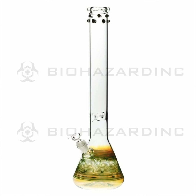 Wrap & Rake | Artistic Beaker Water Pipe | 18" - 19mm - Green w/ Marbles Glass Bong Biohazard Inc   