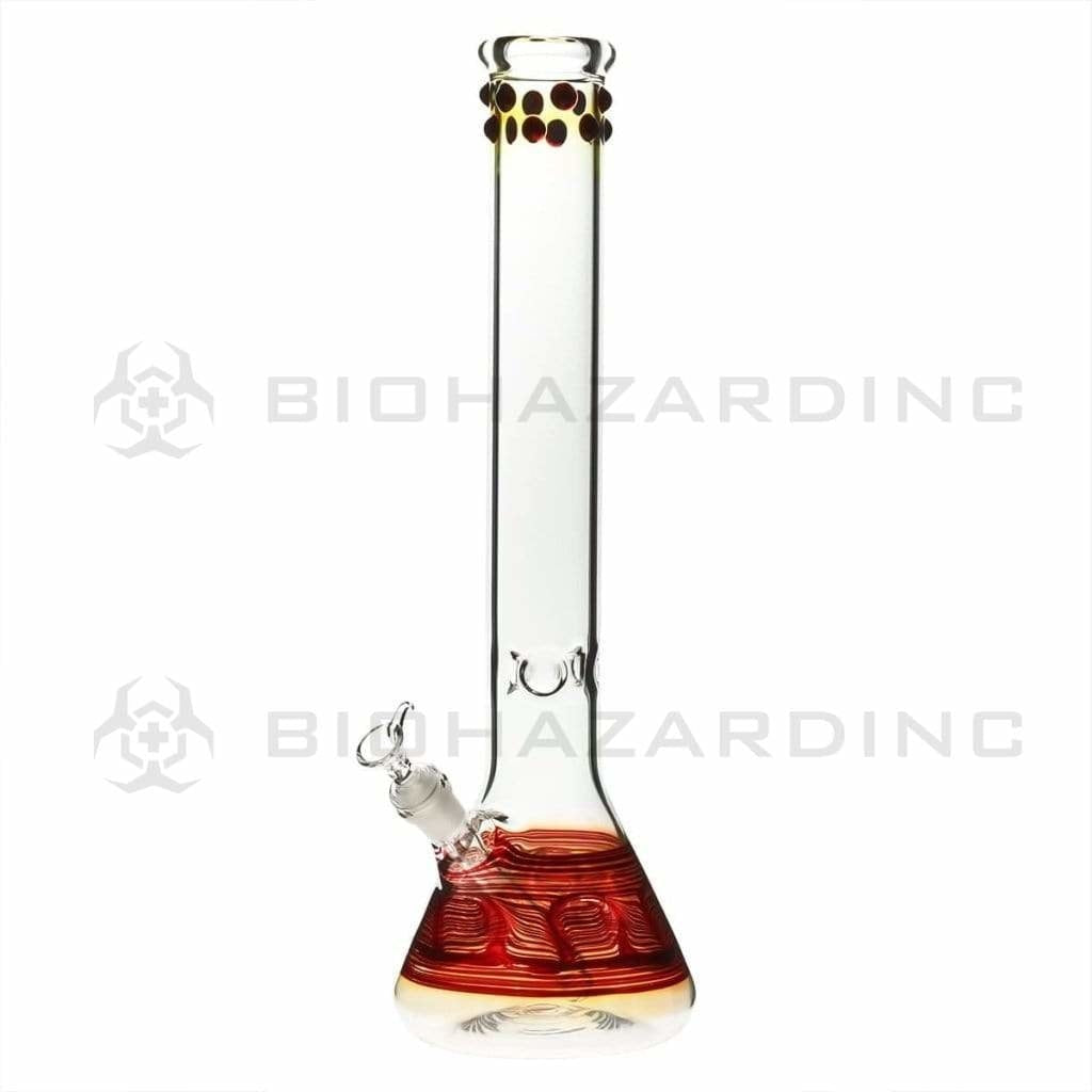 Wrap & Rake | Artistic Beaker Water Pipe | 18" - 19mm - Red w/ Marbles Glass Bong Biohazard Inc   