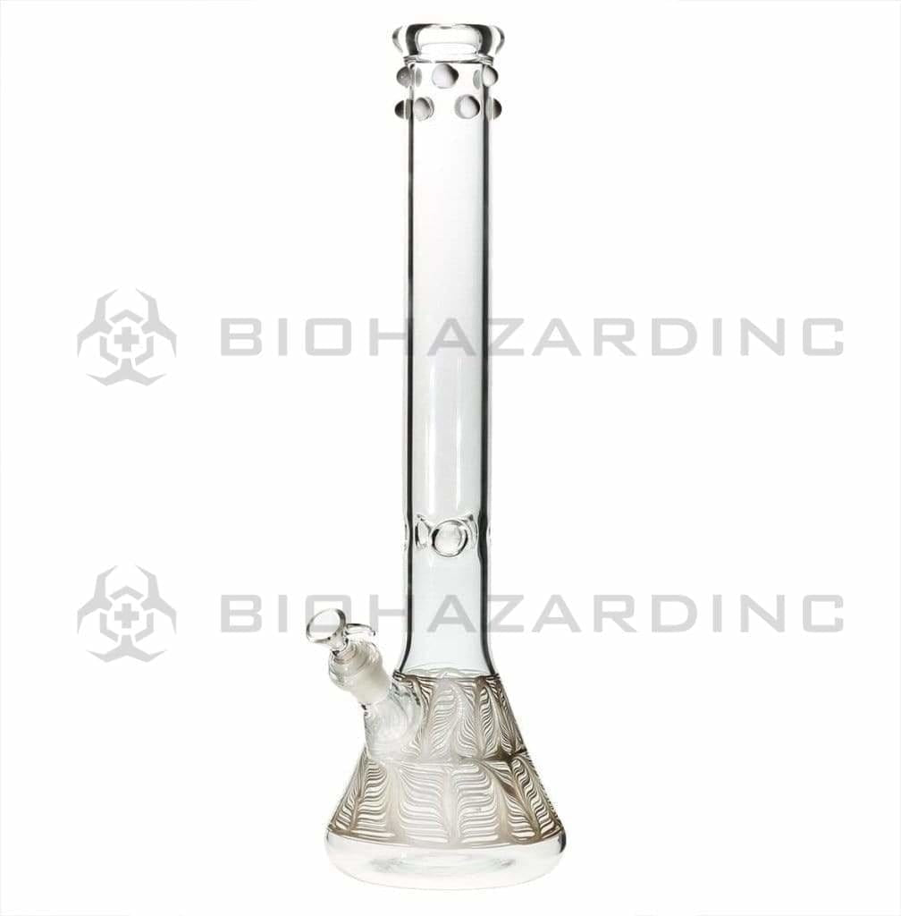 Wrap & Rake | Artistic Beaker Water Pipe | 18" - 19mm - White w/ Marbles Glass Bong Biohazard Inc   