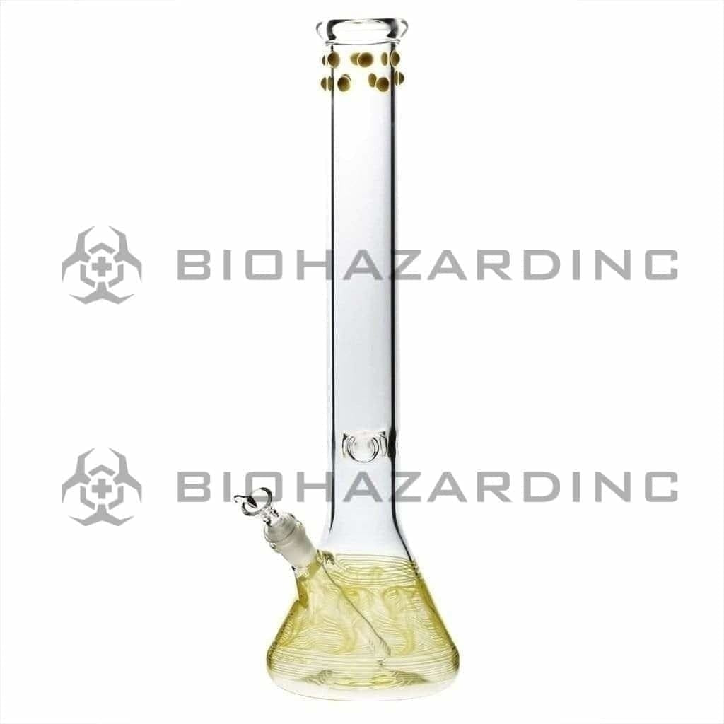 Wrap & Rake | Artistic Beaker Water Pipe | 18" - 19mm - Yellow w/ Marbles Glass Bong Biohazard Inc   