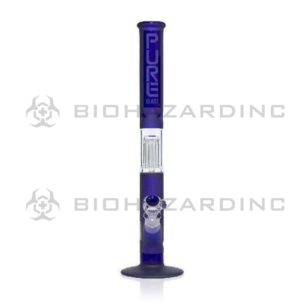 Pure Glass | 10-Arm Tree Percolator Straight Water Pipe | 18" - 14mm - Various Colors Glass Bong Pure Glass Blue Frost  