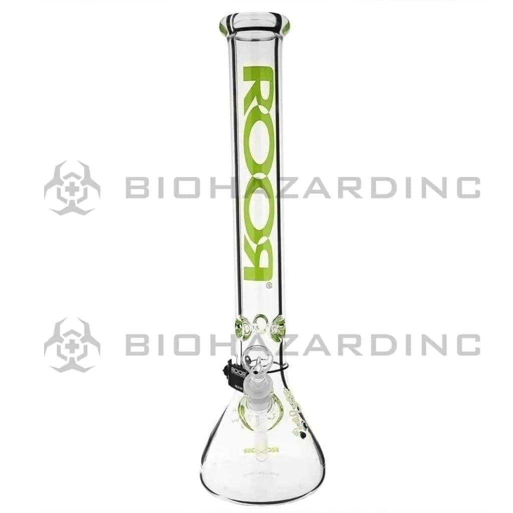 RooR® | Classic Beaker Water Pipe | 18" - 19mm - Neon Green Logo Glass Bong Roor   
