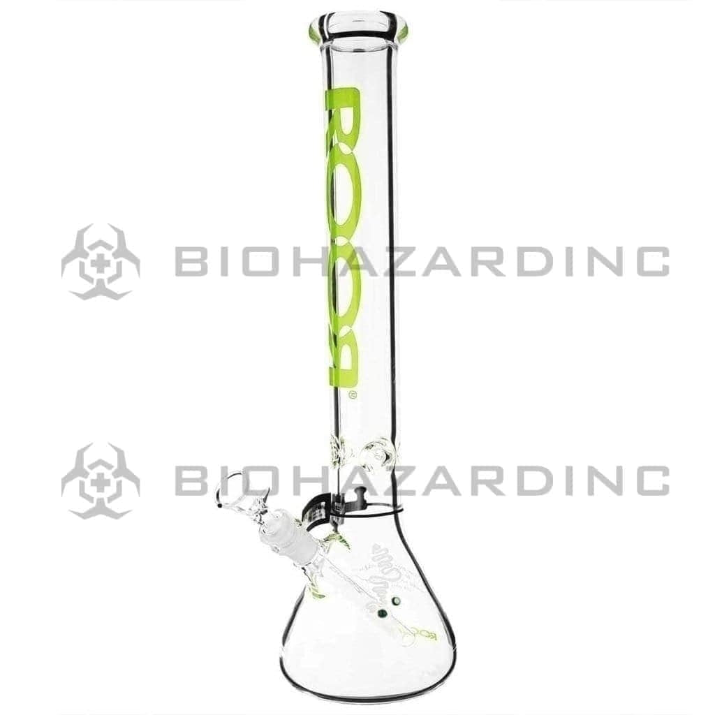 RooR® | Classic Beaker Water Pipe | 18" - 19mm - Neon Green Logo Glass Bong Roor   