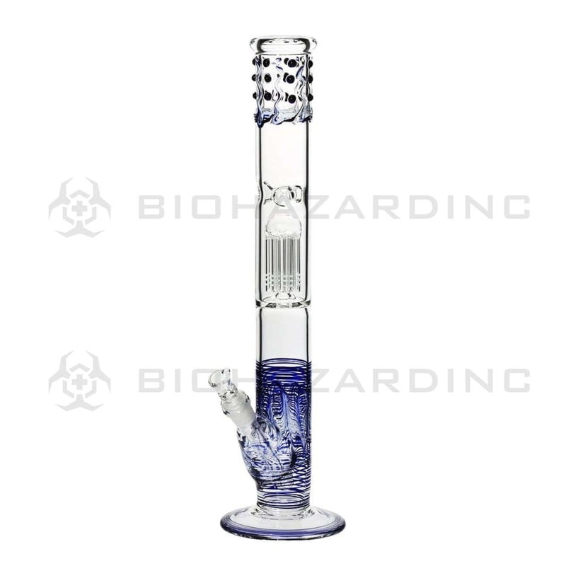 Wrap & Rake | Single Chamber 6-Arm Tree Straight Water Pipe | 18" - 19mm - Various Colors Glass Bong Biohazard Inc Blue  