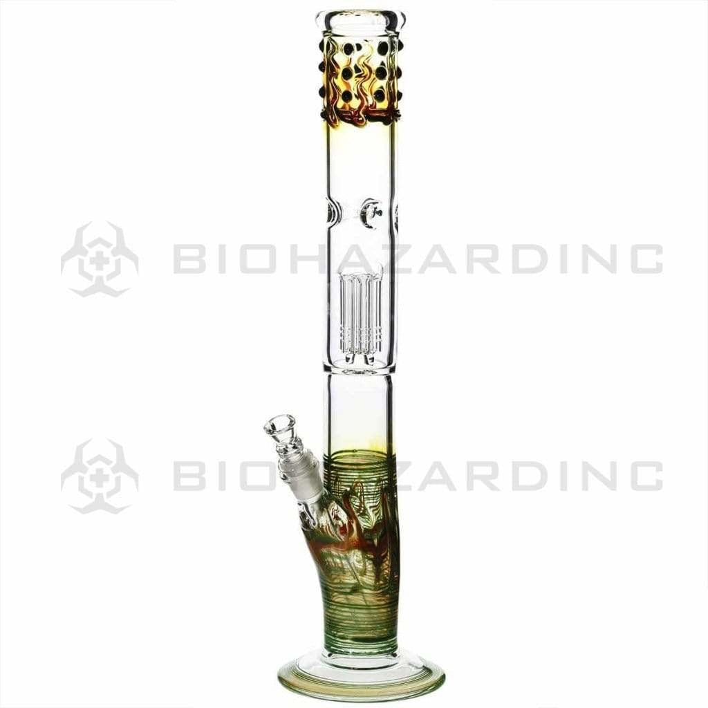 Wrap & Rake | Single Chamber 6-Arm Tree Straight Water Pipe | 18" - 19mm - Various Colors Glass Bong Biohazard Inc Green  
