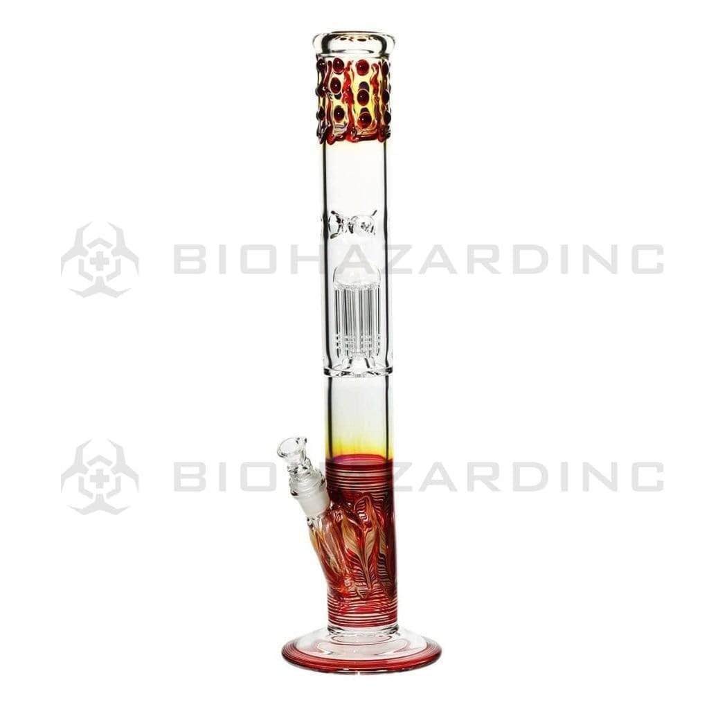 Wrap & Rake | Single Chamber 6-Arm Tree Straight Water Pipe | 18" - 19mm - Various Colors Glass Bong Biohazard Inc Red  