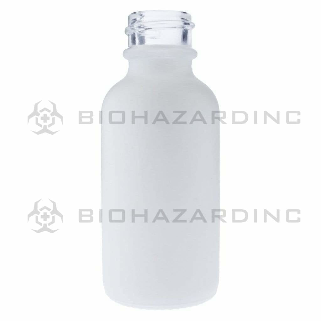 Glass Bottle | Boston Round Glass Bottles Matte White | 20mm - 1oz - 180 Count Glass Vial Biohazard Inc   