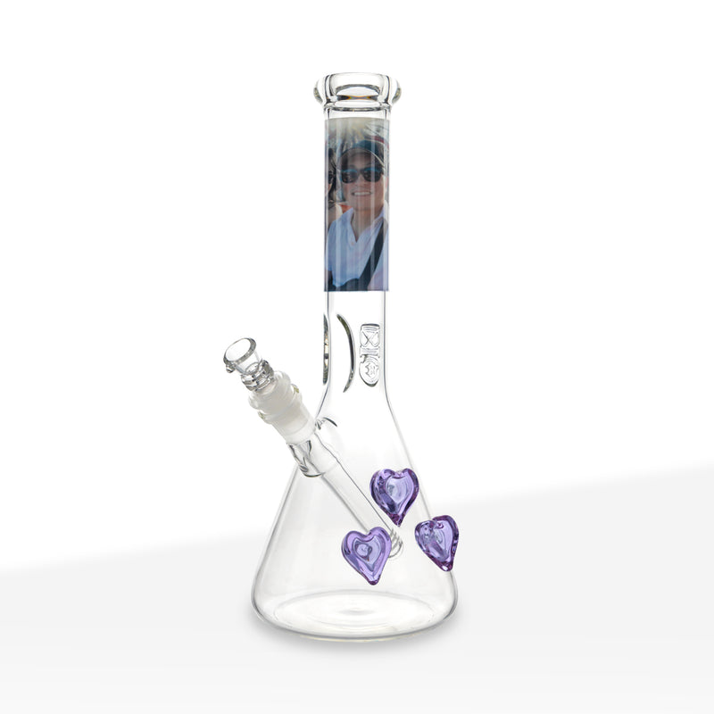 Custom BIO Glass | Heart Detailed Bong | 12" - 14mm - Various Colors Glass Bong Bio Glass Purple Hearts  