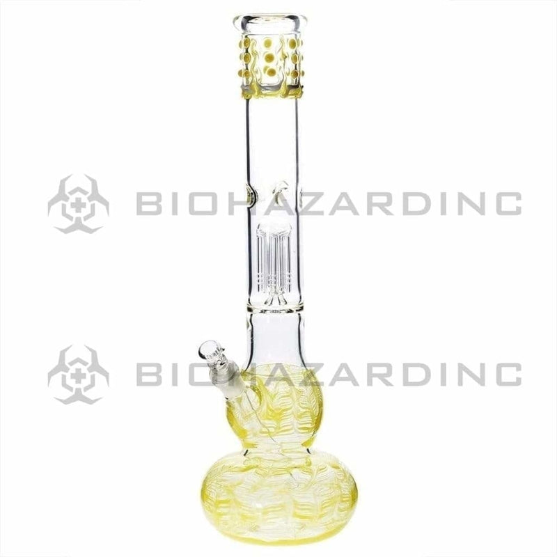 Wrap & Rake | Single Chamber 6-Arm Tree Percolator Double Bubble Water Pipe | 20" - 19mm - Various Colors Glass Bong Biohazard Inc Yellow  