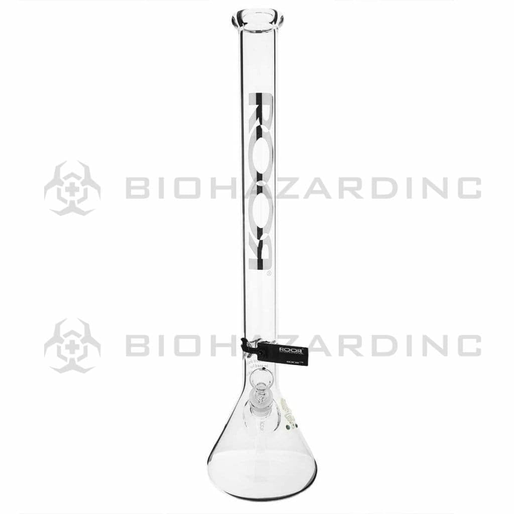RooR® | Classic Beaker Water Pipe | 24" - 19mm - White & Black logo Glass Bong Roor   