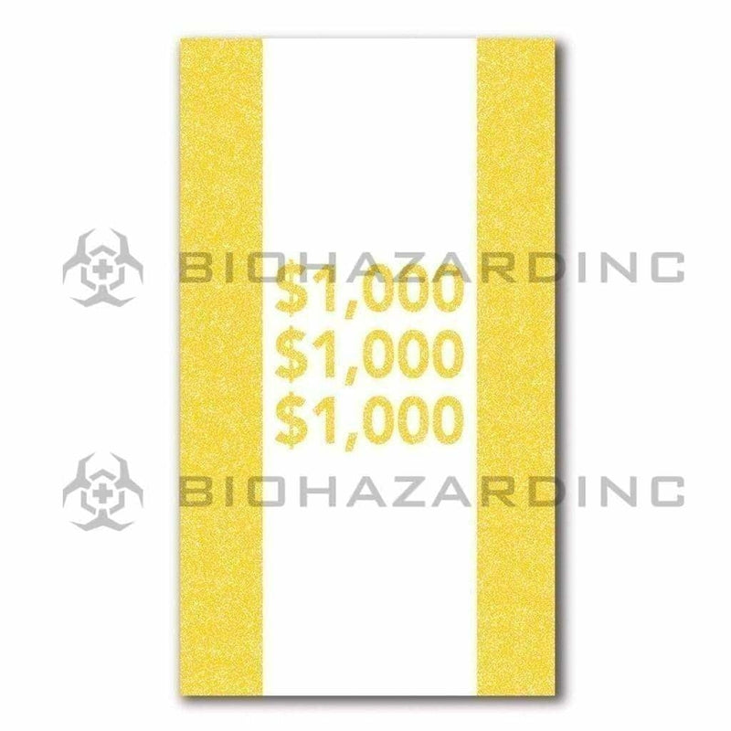 $1,000 Yellow Currency Strap - 25 Bill Capacity | 1,000 Count Currency Strap Biohazard Inc   