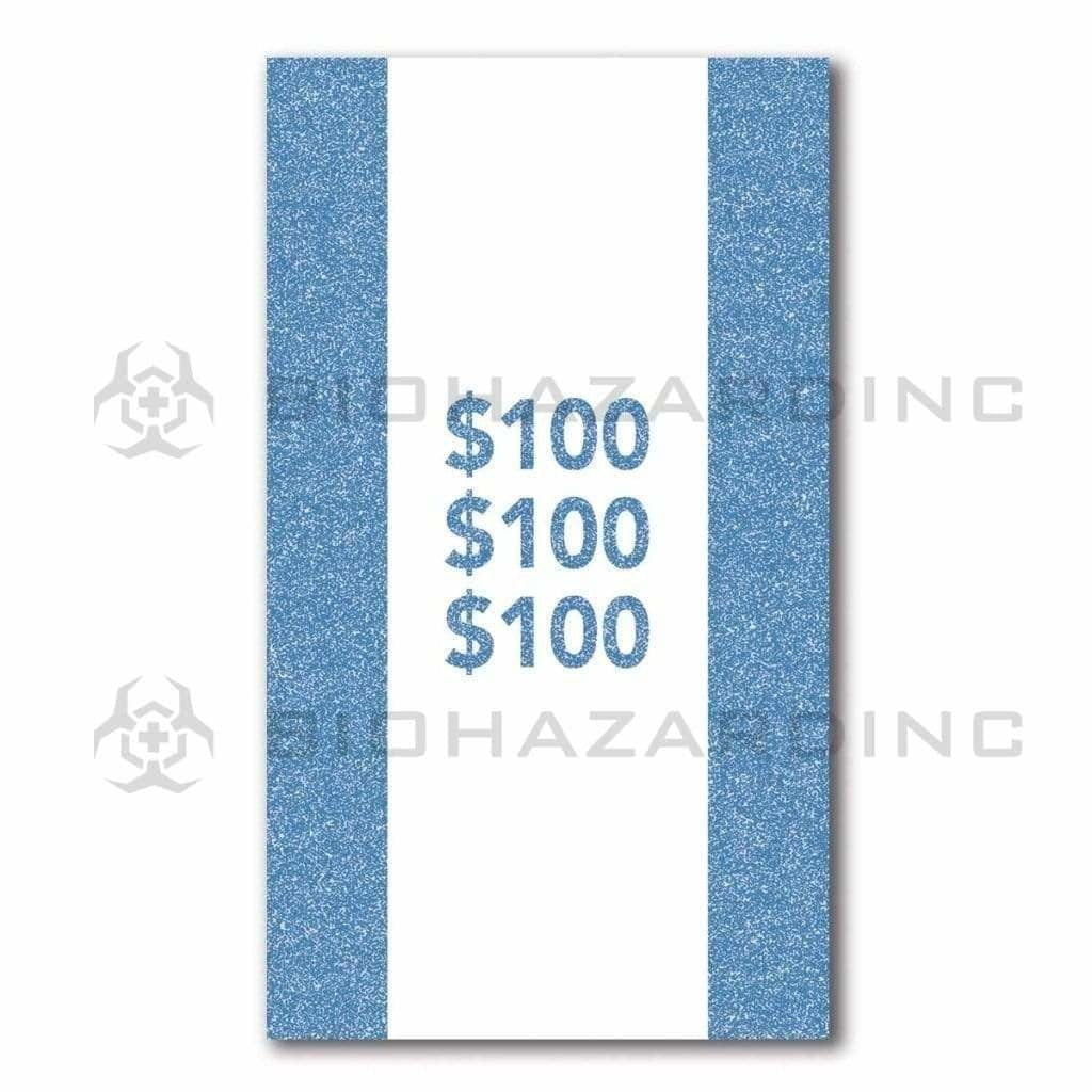 $100 Blue Currency Strap - 25 Bill Capacity | 1,000 Count Currency Strap Biohazard Inc   