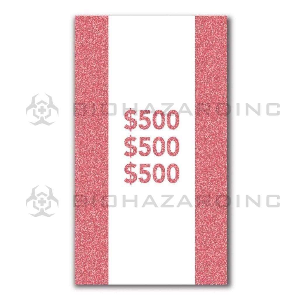 $500 Red Currency Strap - 25 Bill Capacity | 1,000 Count Currency Strap Biohazard Inc   