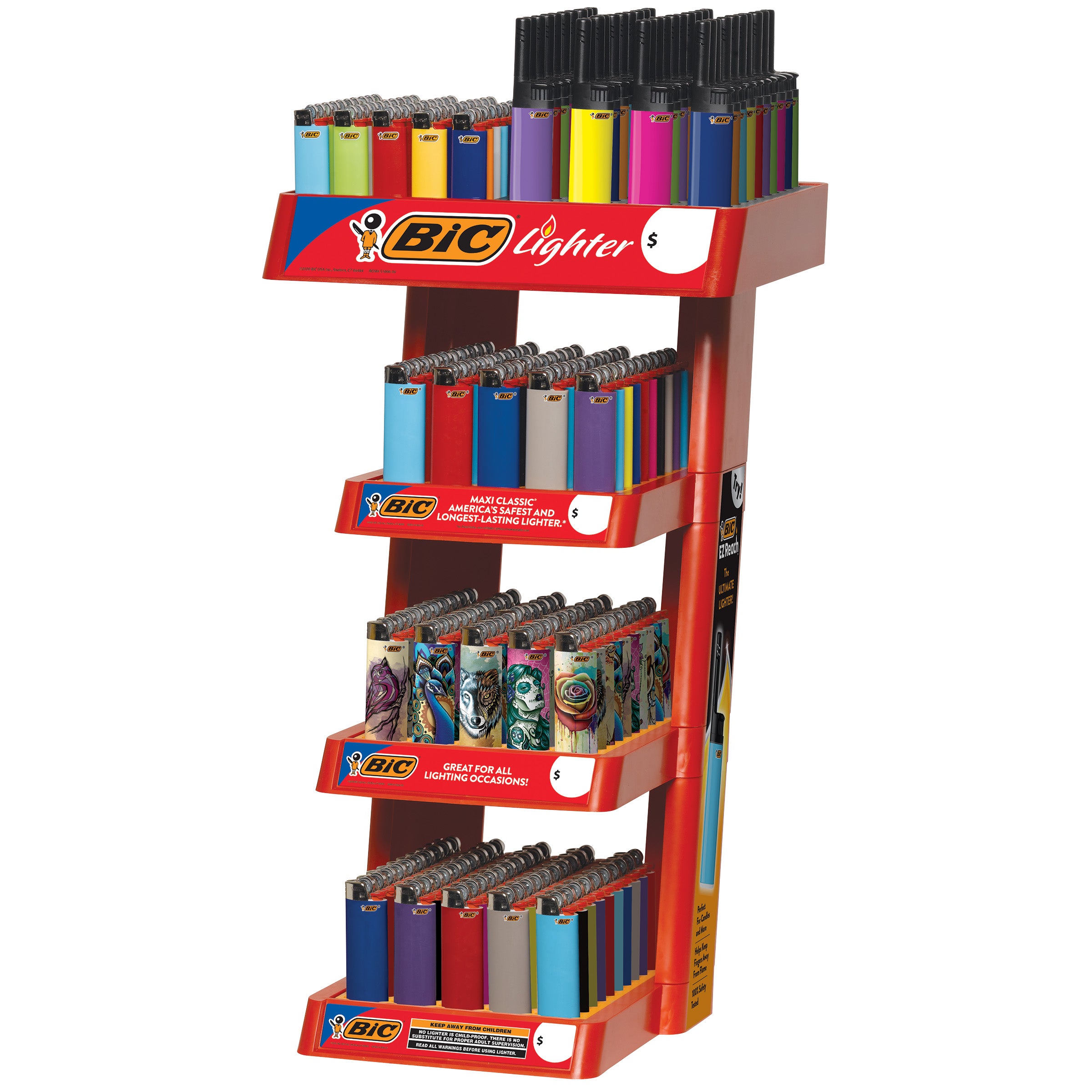 BIC® Lighters | 4 Tier Lighter Display w/ EZ Reach | 240 Count