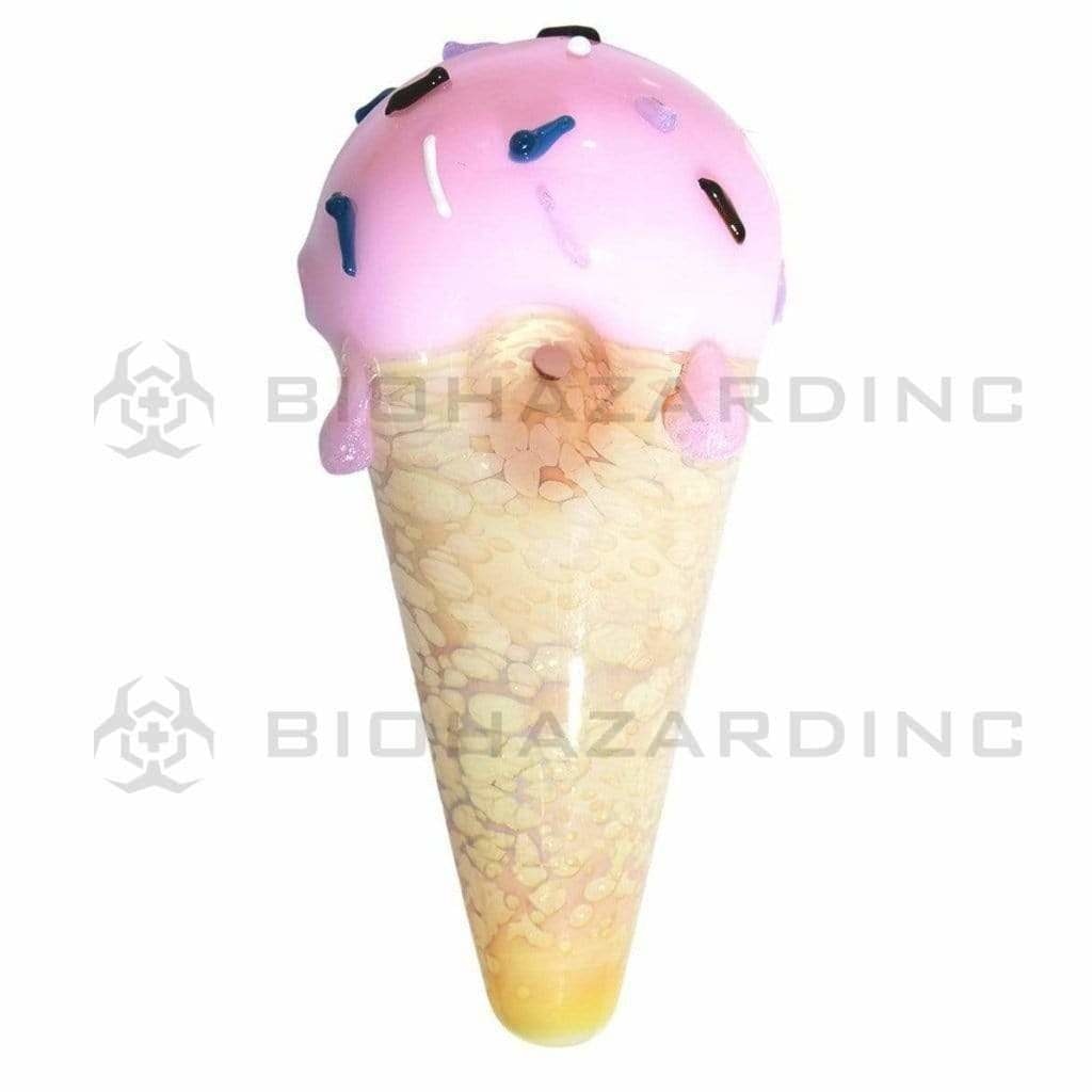 Novelty | Ice Cream Glass Hand Pipe | 4-7" - Glass - Various Sizes Glass Hand Pipe Biohazard Inc   