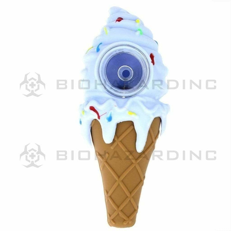 Novelty | Ice Cream Silicone Hand Pipe | 4" - Silicone - Various Quantity Silicone Hand Pipe Biohazard Inc Assorted Colors  
