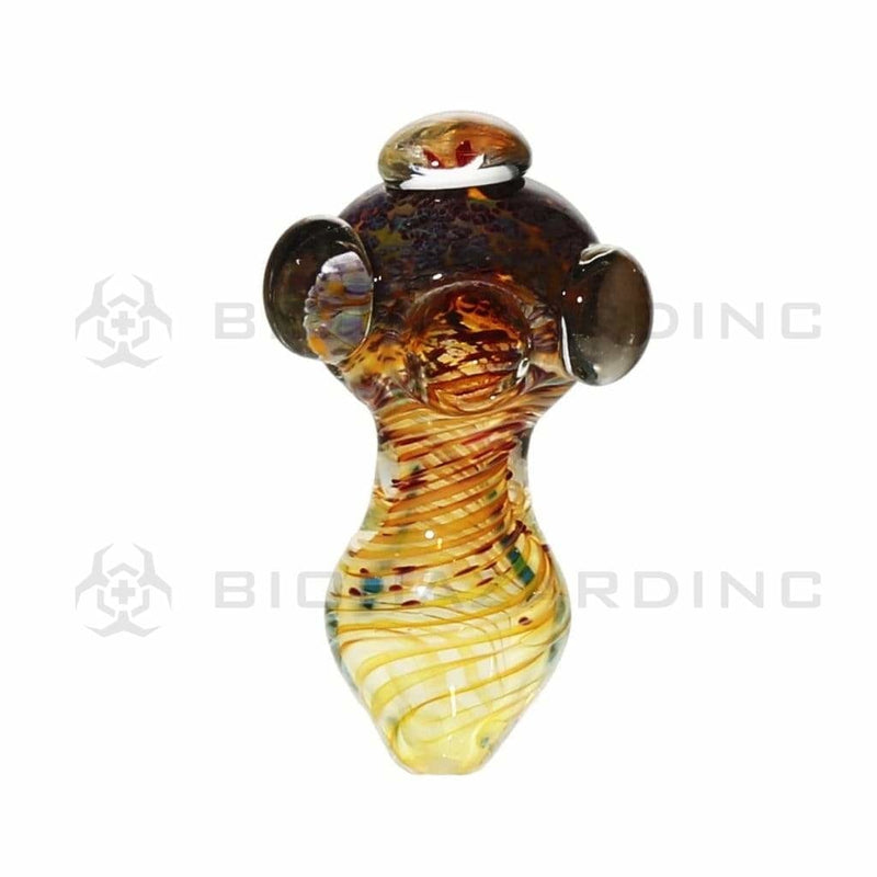 Hand Pipe | Classic Glass Spoon Heavy Fumed Frit w/ Marbles Hand Pipe | 5" - Glass - Assorted Colors Glass Hand Pipe Biohazard Inc   