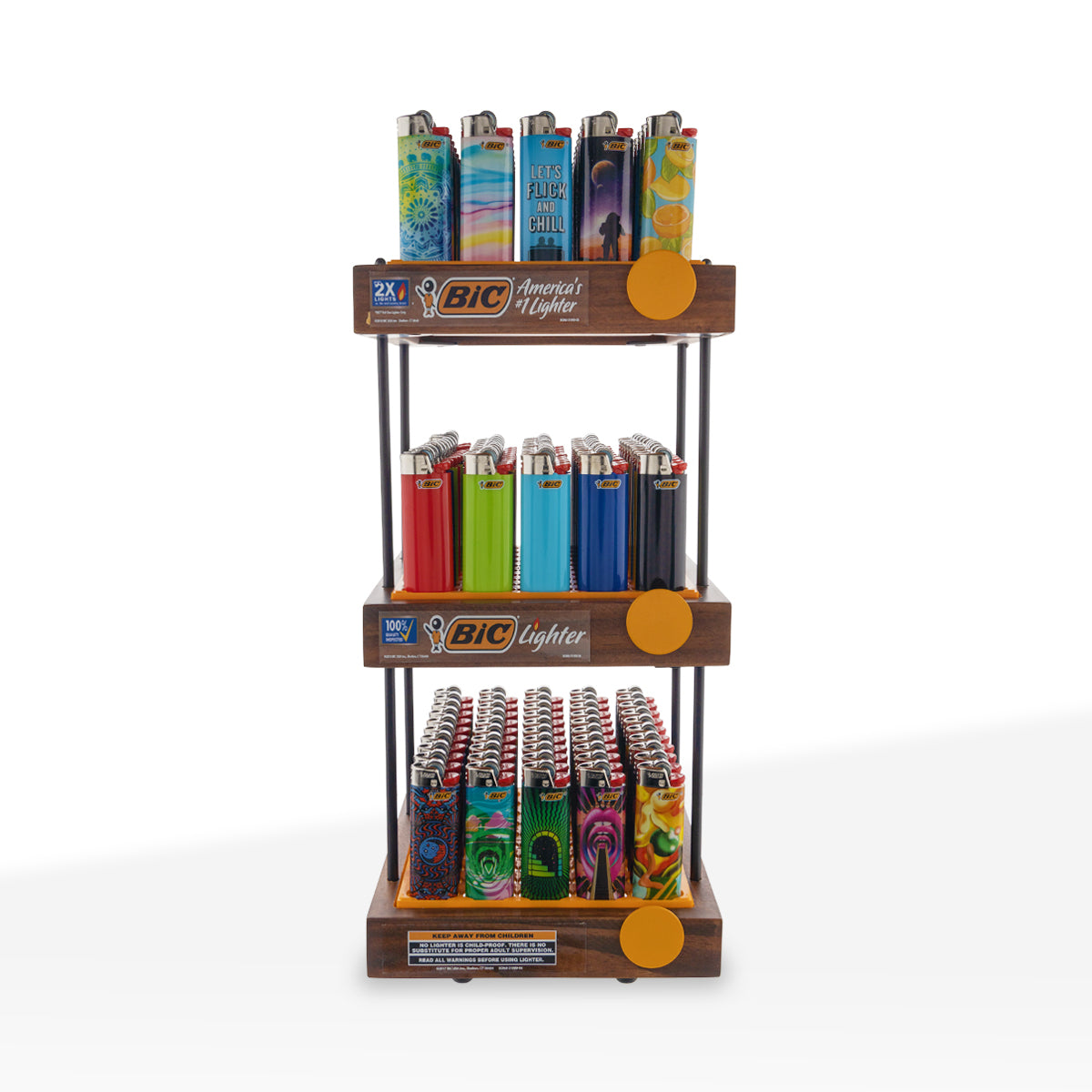 BIC® | 'Retail Display' 3 Tier Wooden Display | 150 Count Lighter Display Kit BIC   