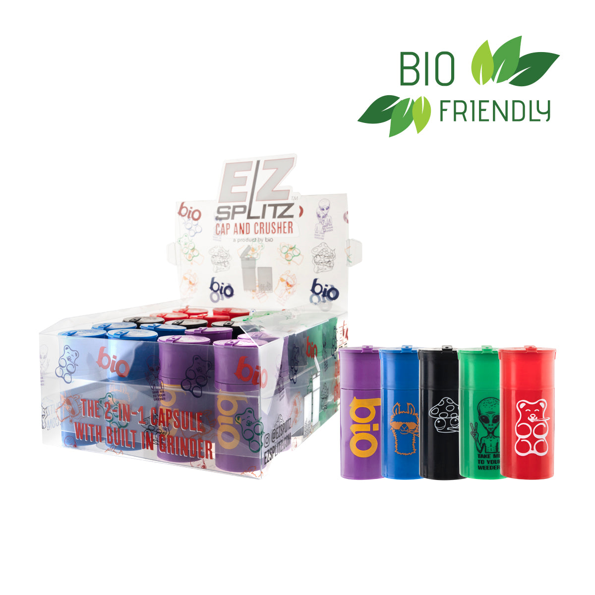 EZ Splitz | Cap & Crusher Pop Top Bottle + Built-in Grinder - Pop Art