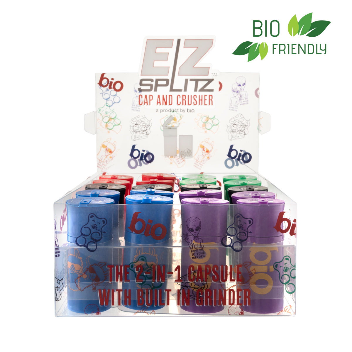 EZ Splitz | Cap & Crusher Pop Top Bottle + Built-in Grinder - Pop Art