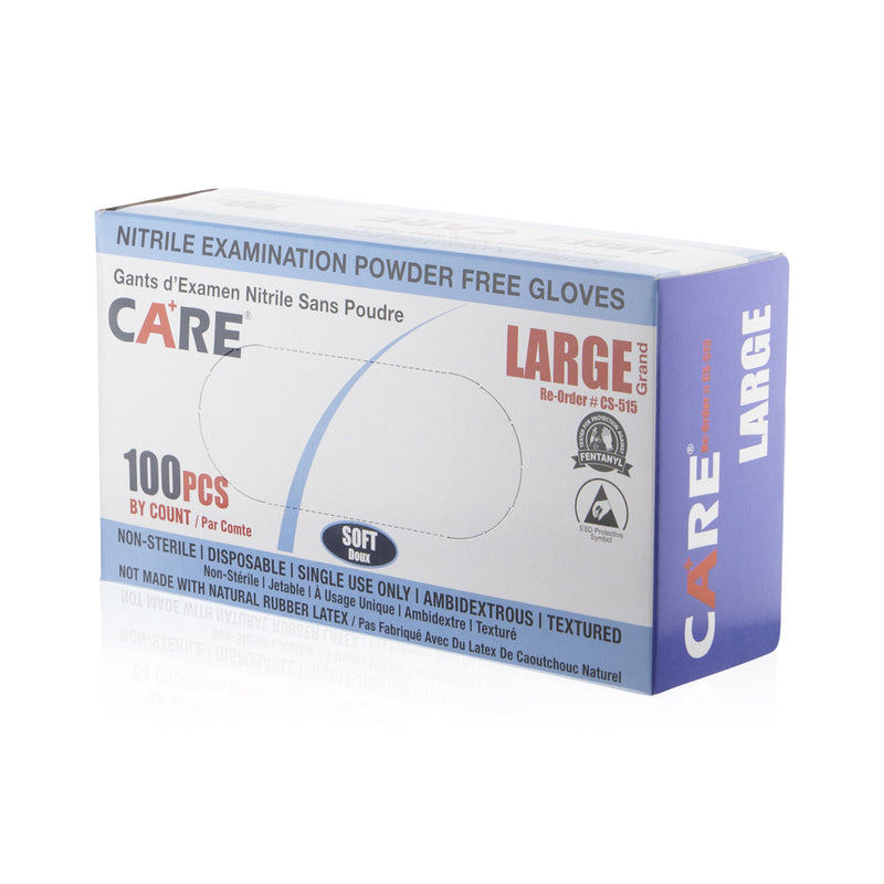CARE | Nitrile Examination Powder Free Gloves | Various Sizes Gloves Biohazard Inc   