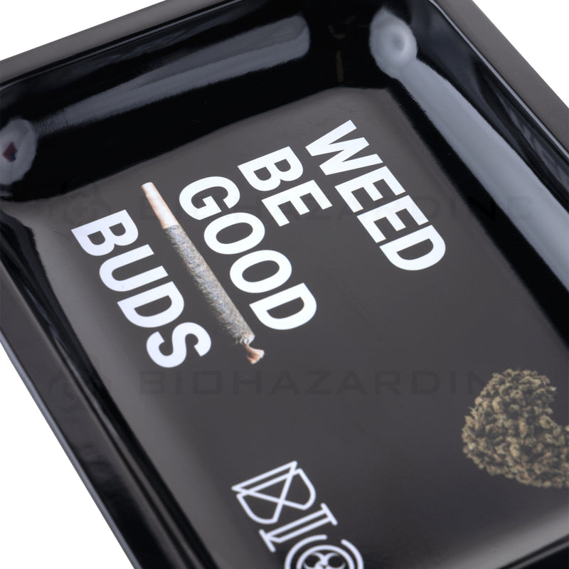 BIO Glass | 'WEED BE GOOD' Rolling Tray | 7.5" x 5.5" - Small - Metal Rolling Tray Bio Glass   