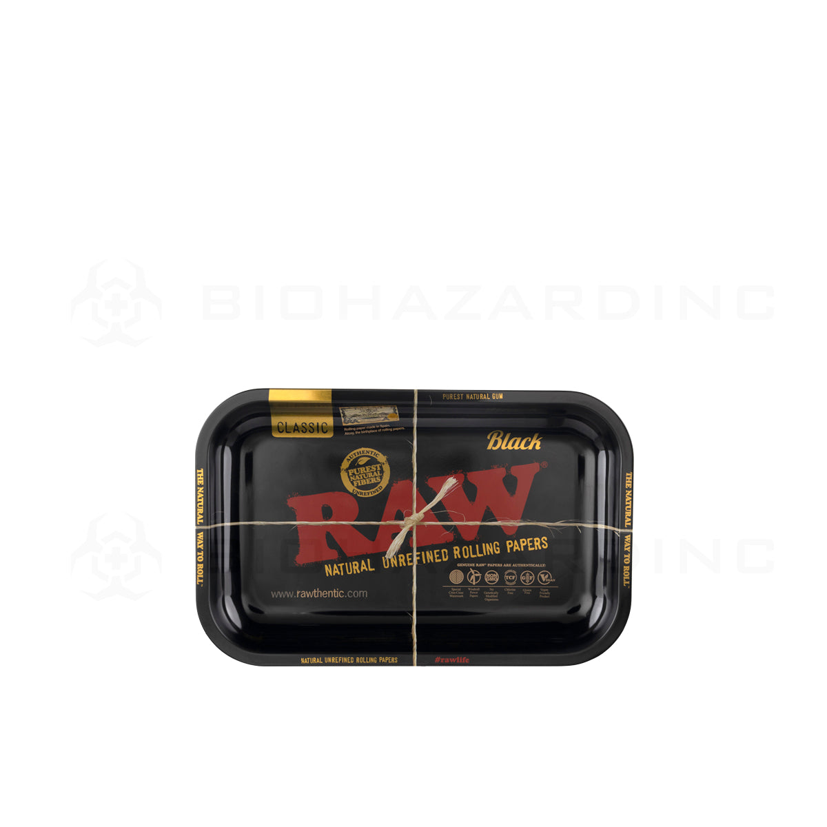 Products Raw® | Rolling Tray - Black | Metal - Various Sizes Rolling Tray Biohazard Inc 11in x 7in - Small  