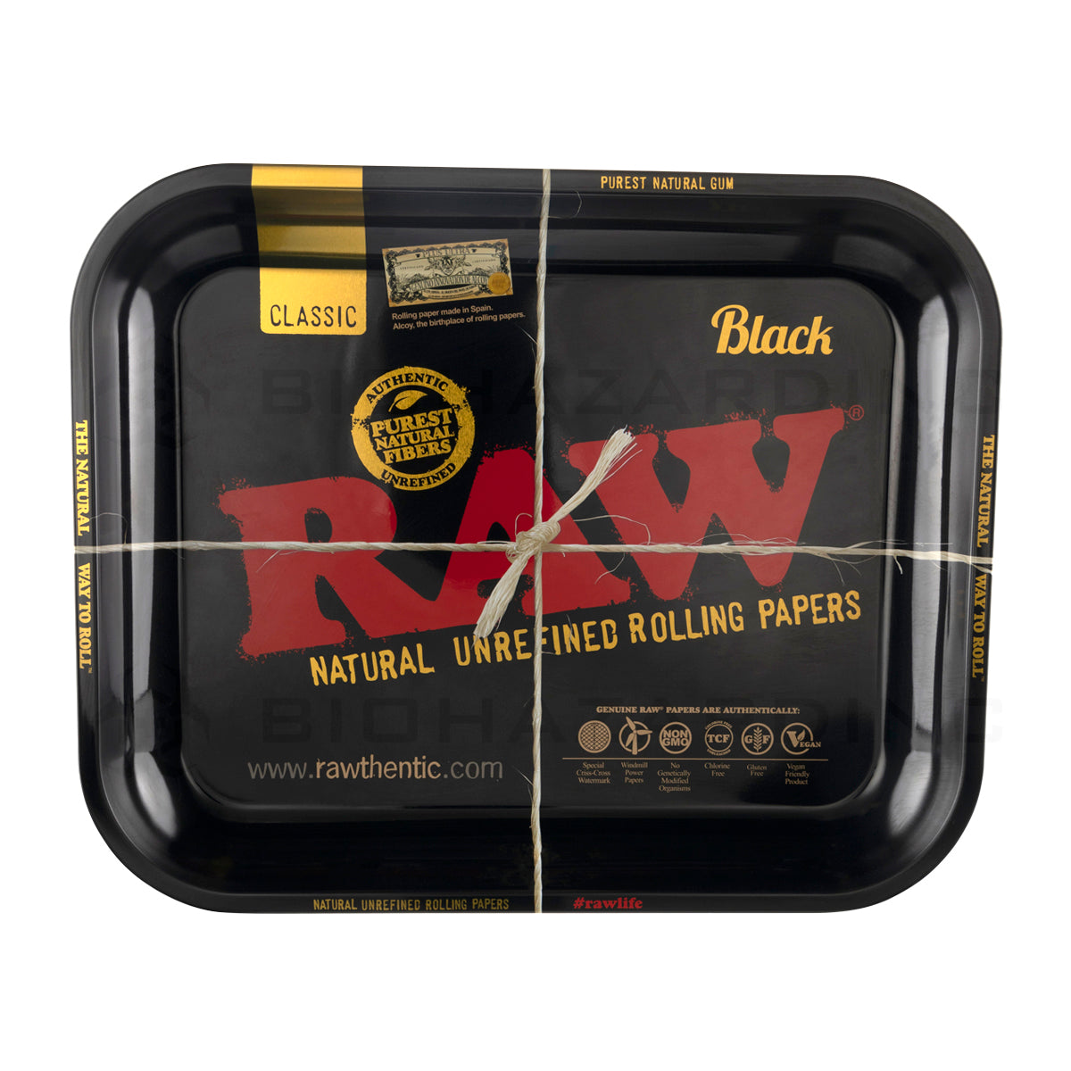 Products Raw® | Rolling Tray - Black | Metal - Various Sizes Rolling Tray Biohazard Inc 13in x 11in - Large  